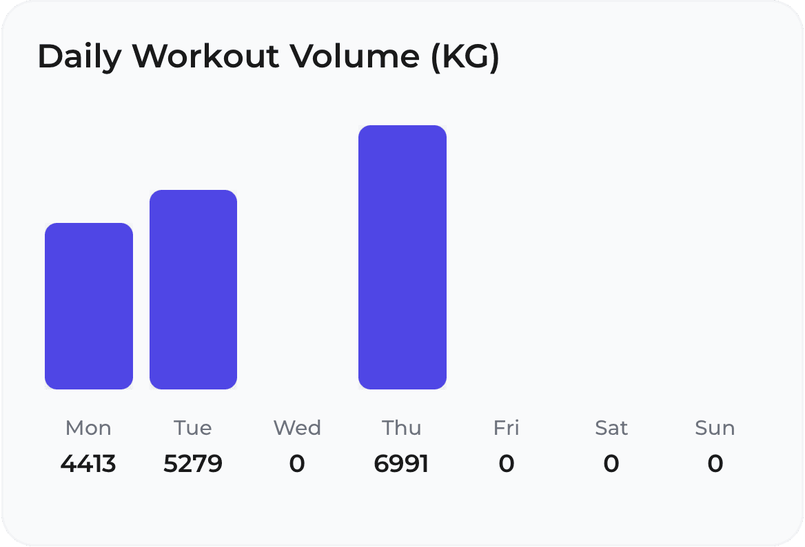 Daily workout volume chart in light mode