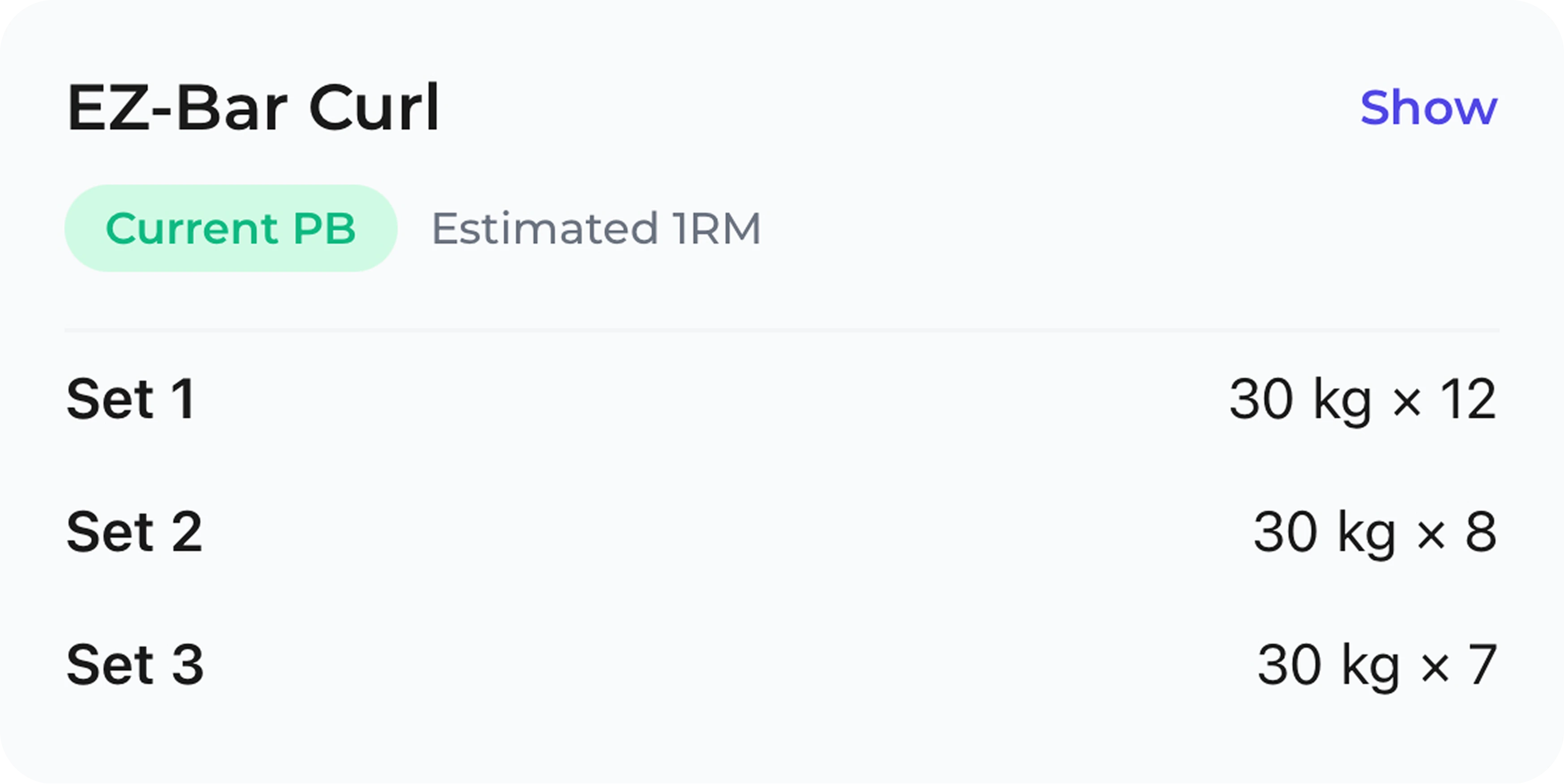 Workout summary preview (light mode)